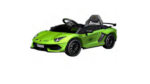 Green toy car with black interior on a white background