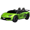 Green toy sports car with black wheels on a white background
